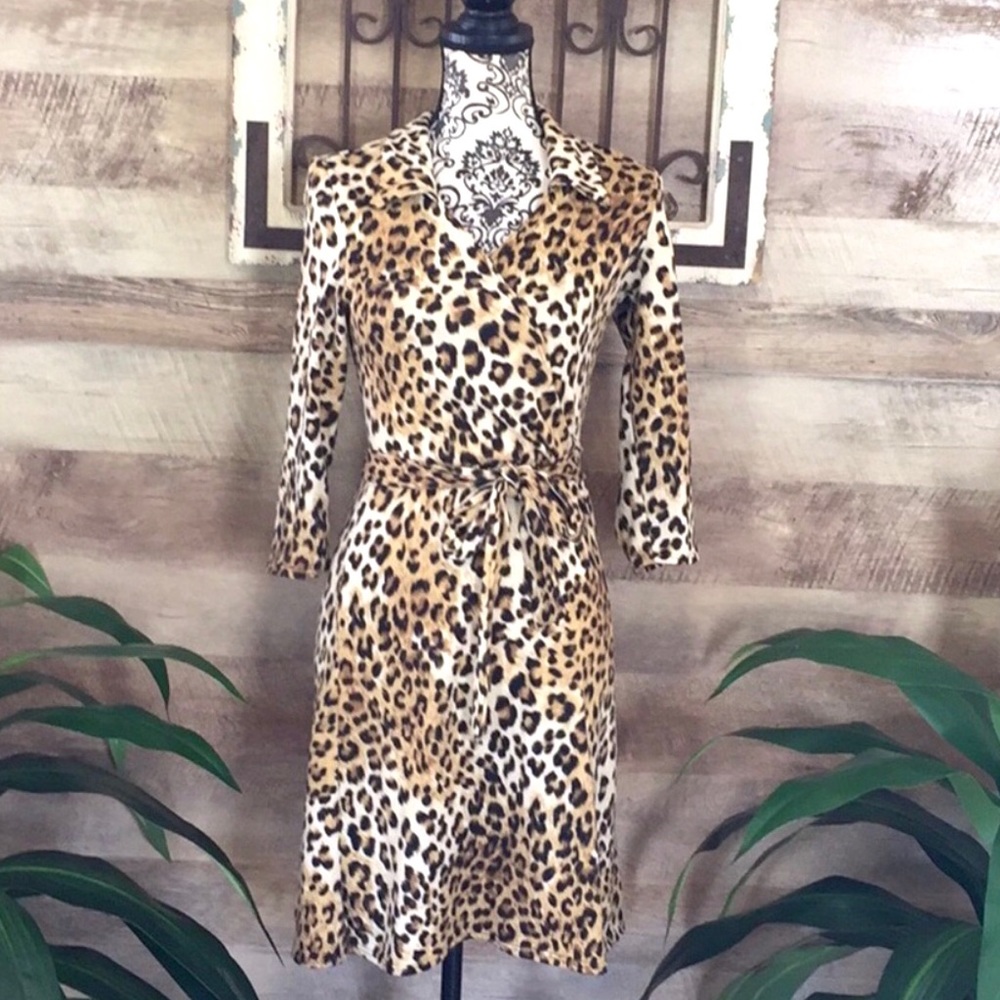 Cheetah/Leopard Faux Wrap Dress